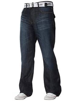 Kruze Herren-Bootcut-Jeans, ausgestelltes weites Bein, Denim-Hose, King Big, alle Taillengrößen, dunkelblau, 36 W/34 L von BRAND KRUZE