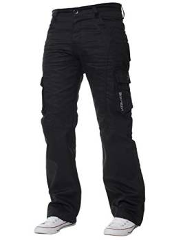 Kruze Herren Cargo Combat Arbeitshose Denim Jeans Big & Tall Waist Sizes, Schwarz , 32 W / 32 L von BRAND KRUZE