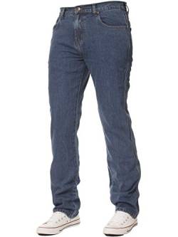 Kruze Herren Straight Leg Basic Jeans Regular Fit Arbeit Denim Hose alle großen Größen, Mid-Stonewash, 30W x 33L von BRAND KRUZE