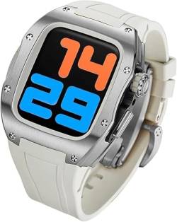 BRART 44 mm 45 mm Premium-Titan-Uhrengehäuse, Fluorkautschuk-Armband, Mod-Kit, für Apple Watch 8, 7, 6, 5, 4 SE, Herren und Damen, RM-Stil, Metalllünette, Gehäuse-Zubehör, 44mm, Achat von BRART