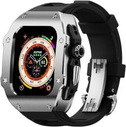 BRART 49 mm Edelstahl-Uhrengehäuse, Fluorkautschuk-Band, für Apple Watch Ultra 2 49 mm Serie, RM-Stil, sportlich, atmungsaktiv, Klappschnalle, Ersatzzubehör, 49 mm, Achat von BRART