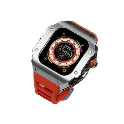 BRART Edelstahl-Uhrengehäuse, Gummiband, für Apple Watch Ultra 8, 49 mm, RM-Stil, stoßfester Metallrahmen, Fluorelastomer-Armband und Schmetterlingsverschluss, Ersatzzubehör, For 49mm, Achat von BRART