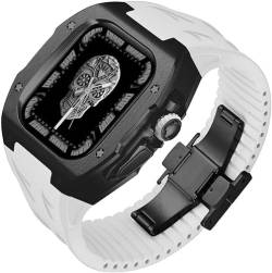 BRART RM Style Tianium-Gehäuse, Gummiband, Metallverschluss, Mod Kit, für Apple Watch Serie 9, 8, 7, 6, 5, 4 SE, Uhrenabdeckung + Uhrengehäuse, Ersatzzubehör, für iWatch 45 mm, 44 mm Serie Watch, 45 von BRART