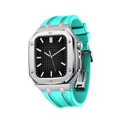 BRART Silikon Uhrenband Metall Lünette für Apple Watch 44/45mm Zubehör Mod Kit Zubehör Ersatz-Silikonband Kompatibel mit IWatch Series 8/SE/4/5/6/7 Hülle Silber, 44MM FOR 6/5/4/SE, Achat von BRART