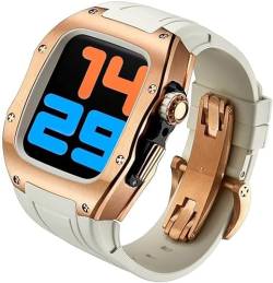 BRART Titan-Uhrengehäuse, Gummiband, Mod-Kit, für Apple Watch 45 mm, 44 mm, Herren-RM-Metall-Uhrenlünette, Sportarmband, für iWatch Serie 8/7/6/5/4/SE, Ersatzzubehör, 44mm, Achat von BRART