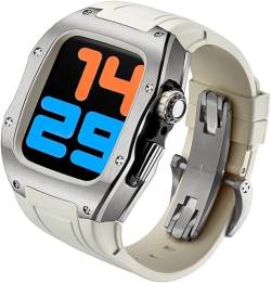 BRART Titan-Uhrengehäuse, Gummiband, Mod-Kit, für Apple Watch 45 mm, 44 mm, Herren-RM-Metall-Uhrenlünette, Sportarmband, für iWatch Serie 8/7/6/5/4/SE, Ersatzzubehör, 45 mm, Achat von BRART