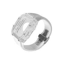BRART Transparentes Uhrengehäuse, Gummiband, Mod-Kit, für Apple Watch Serie 9, 8, 7, 45 mm, transparentes Polycarbonat-Hartschalenarmband, Silikon-Uhrenarmband, Ersatzzubehör für iWatch 45 mm, 45 mm, von BRART