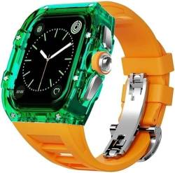 BRART Transparentes Uhrengehäuse, Mod-Kit, für Apple Watch 45 mm, 44 mm, Gummi-Uhrenarmband und Edelstahl-Verschluss, Uhrengehäuse, für iWatch SE 8, 7, 6, 5, 4 Serie, Uhrenzubehör, For 44mm, Achat von BRART