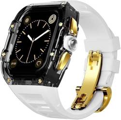 BRART Transparentes Uhrengehäuse, Mod-Kit, für Apple Watch 45 mm, 44 mm, Gummi-Uhrenarmband und Edelstahl-Verschluss, Uhrengehäuse, für iWatch SE 8, 7, 6, 5, 4 Serie, Uhrenzubehör, For 44mm, Achat von BRART