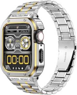 BRART Uhrenarmband und Gehäuse aus Edelstahl, für Apple Watch 8, 7, 45 mm, 44 mm, Metalllünette, Silikonband, kompatibel mit iWatch 6, 5, 4, 3 SE, für Herrenuhren, Mod Kit, 44mm, Achat von BRART
