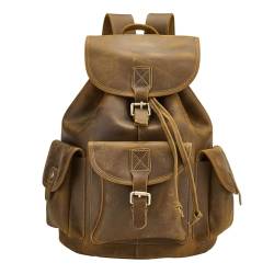 Rucksack aus Leder Laptoprucksack Fahrradrucksack Trekkingrucksack Lederrucksack Vintage Damen Herren (Braun) von BRASS TACKS LEATHERCRAFT