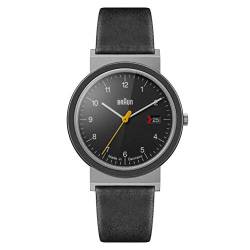 BRAUN Unisex Erwachsene Analog Quarz Uhr mit Leder Armband AW10EVO von BRAUN