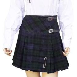 BRAW CLANS TARTANS Glasgow Kilt Company Damen Mini Kilt-Rock - Schottisches traditionelles Schottenmuster - Miniröcke, schwarz/schottenmuster, 46-48 von BRAW CLANS TARTANS