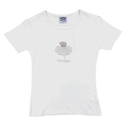BRAW Clans Tartans Damen T-Shirt aus Baumwolle mit markantem schottischem Design - Made in Scotland, weiß, S-M von BRAW CLANS TARTANS