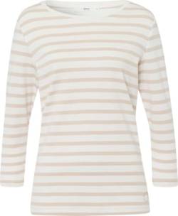 BRAX Damen Style Colletta Interlock Striped Langarmshirt, Light Sand, 44 von BRAX