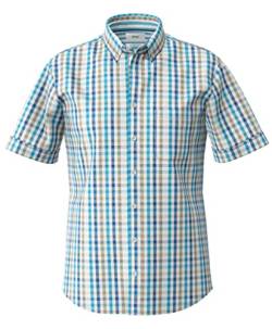 BRAX Herren Style Dan C Cotton Linen SLUB Kariertes Kurzarmhemd Hemd, Greece, S von BRAX