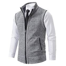 BREAUX Herren Fleeceweste Work Daily Leisure, Ärmellose Herren Fleeceweste, Fleeceweste für Männer mit Reißverschluss, Herren große und hohe Weste (Light gray,L) von BREAUX