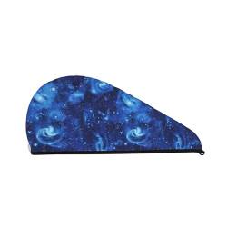 Blue Universe Space Galaxy Coral Velvet Absorbent Hair Dryer Cap, Soft Shower Cap Turban, Quick Dry Hair Cap With Buttons von BREAUX