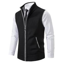 Herren Fleeceweste Work Daily Leisure, Ärmellose Herren Fleeceweste, Fleeceweste für Männer mit Reißverschluss, Herren große und hohe Weste (Black,M) von BREAUX