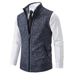 Herren Fleeceweste Work Daily Leisure, Ärmellose Herren Fleeceweste, Fleeceweste für Männer mit Reißverschluss, Herren große und hohe Weste (Blue,2XL) von BREAUX