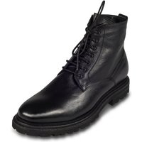 BRECOS Herren Lammfell Schnür-Stiefelette schwarz, Reißverschluß, durchgenäht Stiefel Handgefertigt in Italien von BRECOS