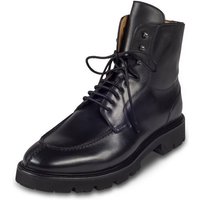 BRECOS Herren Leder Schnür-Stiefel schwarz mit Reißverschluß, Split-Toe Derby Stiefel Handgefertigt in Italien von BRECOS