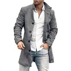 BREEWO Tweed-Mantel Herren Herbst Winter Stehkragen Übergangsjacke Herren Mode Business Urban Casual Mantel Herren Mittlere Länge Temperament Langarm Mantel Herren DY-01 M von BREEWO