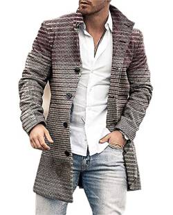 BREEWO Tweed-Mantel Herren Herbst Winter Stehkragen Übergangsjacke Herren Mode Business Urban Casual Mantel Herren Mittlere Länge Temperament Langarm Mantel Herren DY-03 XXL von BREEWO