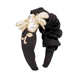 RHAIYAN Sea Seestern Stirnband Haarschmuck Satin mit Glas Strass Haarband Fit for Frauen Mädchen Sommer Frühling Mode Kopfschmuck (Color : Black 1) von BREFER