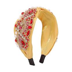 RHAIYAN Sea Seestern Stirnband Haarschmuck Satin mit Glas Strass Haarband Fit for Frauen Mädchen Sommer Frühling Mode Kopfschmuck (Color : Yellow) von BREFER