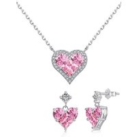 BRELLATO Schmuckset Herz-Anhänger Halskette Ohrstecker, Geschenk-Idee Frau Freundin (Geschenkset inkl. Ohrringe Geschenk-box, Damen-Schmuck Herzkette mit Zirkon Crystal Liebes-Symbol, 3-tlg., Kette, zum Muttertag, Valentinstag, Ostern, Jahrestag, Weihnachten), Herz-Collier, Sterling Silber 925 18K Weißgold Rhodiniert, Zirkonia von BRELLATO