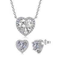 BRELLATO Schmuckset Set Damen Halskette Herz-Anhänger Ohrstecker, Geschenk-Idee (Schmuckset, 3-tlg., inkl. Herz-Ohrringe, zum Muttertag, Valentinstag, Geschenk, Liebe, Geschenkset, Kette), Herz-Collier, Sterling Silber 925 18K Weißgold Rhodiniert, Zirkonia von BRELLATO