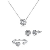 BRELLATO Schmuckset Solitär Set Damen Kristall Ring Halskette Anhänger Ohrstecker, (Geschenk-Idee, Geschenkset Damen-Schmuck Kette mit Ice-Crushed-Schliff Zirkon Kristall, 4-tlg., inkl., Ohrringe, Schmuck-Box, zum, Valentinstag, Muttertag, Weihnachten), Kristall-Collier Sterling Silber 925 18K Weißgold Rhodiniert von BRELLATO