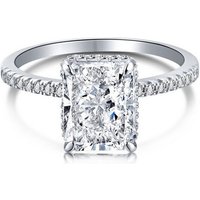 BRELLATO Silberring Damen Cocktailring Cubic Zirconia 925 Echt Sterling Silber (18K Rhodium Vergoldet o Rosegold, Vintage Verlobungsring Antragsring Damenring, Crushed Ice Kristall Ring, mit einem Großen Funkelnden Zirkonia), Bling Schmuck Statement-Ring, Steine: Diamant-Weiss oder Topas von BRELLATO