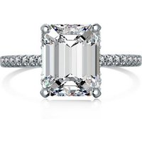 BRELLATO Silberring Damen Cocktailring Facetten Zirconia 925 Echt Sterling Silber (18K Rhodium Vergoldet, Vintage Verlobungsring Antragsring Damenring, Kristall Ring, mit einem großen Funkelnden Zirkonia), Bling Schmuck Statement-Ring, Steine: Diamant-Weiss oder Saphir-Grün von BRELLATO