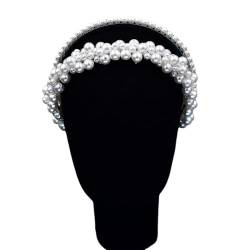 Weiße künstliche Perlen-Strass-Haarbänder, Perlen, modisches Stirnband, Braut-Haarreifen, Party, Hochzeit, Haarschmuck für Frauen und Mädchen von BREWEL