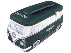 BRISA VW Collection - Volkswagen Neopren Universal-Schmink-Kosmetik-Kultur-Reise-Apotheke-Tasche-Beutel im T1 Bulli Bus Design (Polizei/Grün/Groß) von BRISA