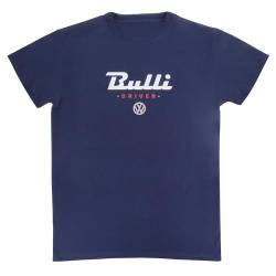 BRISA VW Collection - Volkswagen T-Shirt Unisex-Kurzarm mit T1 Bulli Bus Motiv aus Baumwolle (Bulli Driver/Blau/Größe M) von BRISA