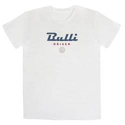 BRISA VW Collection - Volkswagen T-Shirt Unisex-Kurzarm mit T1 Bulli Bus Motiv aus Baumwolle (Bulli Driver/Weiß/Größe L) von BRISA