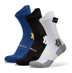 BRISIRA 3 Paar Coolmax Bamboo Kompressionsstrümpfe Laufsocken，Anti Blasen Socken, Atmungsaktiv socken，Geruchskontrolle und Feuchtigkeitstransport，Gepolsterte Socken，Wandersocken，Größe 35-51 von BRISIRA