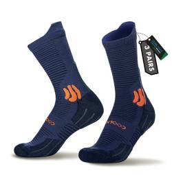 BRISIRA 3 Paar Coolmax Bamboo Kompressionsstrümpfe Laufsocken，Anti Blasen Socken, Atmungsaktiv socken，Geruchskontrolle und Feuchtigkeitstransport，Gepolsterte Socken，Wandersocken，Größe 35-51 von BRISIRA