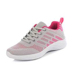 BRKVALIT Damen Sneakers Mesh Gym Turnschuhe Freizeitschuhe Laufschuhe Sportschuhe,Rot Grau,39EU von BRKVALIT