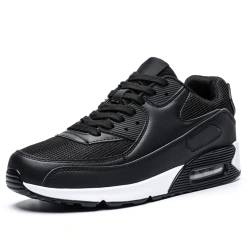 BRKVALIT Herren Damen Stoßdämpfende Air Laufschuhe Trainer Multi Sport Jogging Fitness Sneakers,Schwarz Weiß,45EU von BRKVALIT