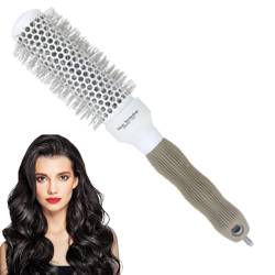 Runde Haarbürste - Aluminium-Rundbürste mit rutschfestem Griff - Langlebiges Salon-Friseurwerkzeug, Glättungsroller-Haarbürste für empfindliche Kopfhaut, Männer und Frauen von BROJAQ