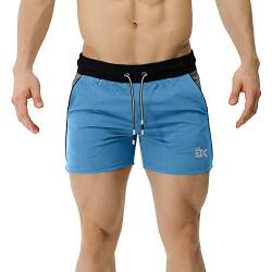 BROKIG 5" Kurze Sporthose Herren,Sport Shorts Herren Kurz Slim Fit Running Shorts mit Tasche(Blau,S) von BROKIG
