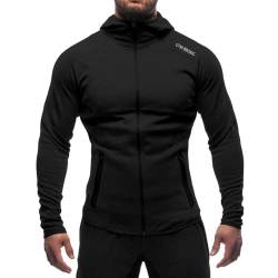 BROKIG Herren Fitness-Sweatshirt mit Kapuze Bodybuilding Fitness Training Sport Sweatshirt, Schwarz , XL von BROKIG