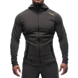 BROKIG Herren Fitness-Sweatshirt mit Kapuze Bodybuilding Fitness Training Sport Sweatshirt, dunkelgrau, S von BROKIG