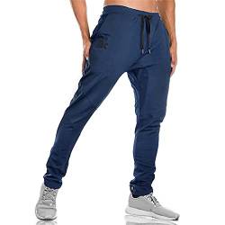 BROKIG Herren-Jogginghose für Fitnessstudio, lockere Passform, Laufhose, Trainingshose mit Doppeltaschen, navy, 36-41 von BROKIG