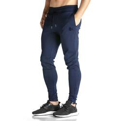 BROKIG Herren-Jogginghose mit Reißverschluss, schmale Passform, lässige Chinos und Taschen, Navy, 31-35 von BROKIG