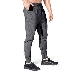 BROKIG Jogginghose Herren Baumwolle Sporthose Joggers Trainingshose Fitness Slim Fit Hose(Dunkelgrau,M) von BROKIG